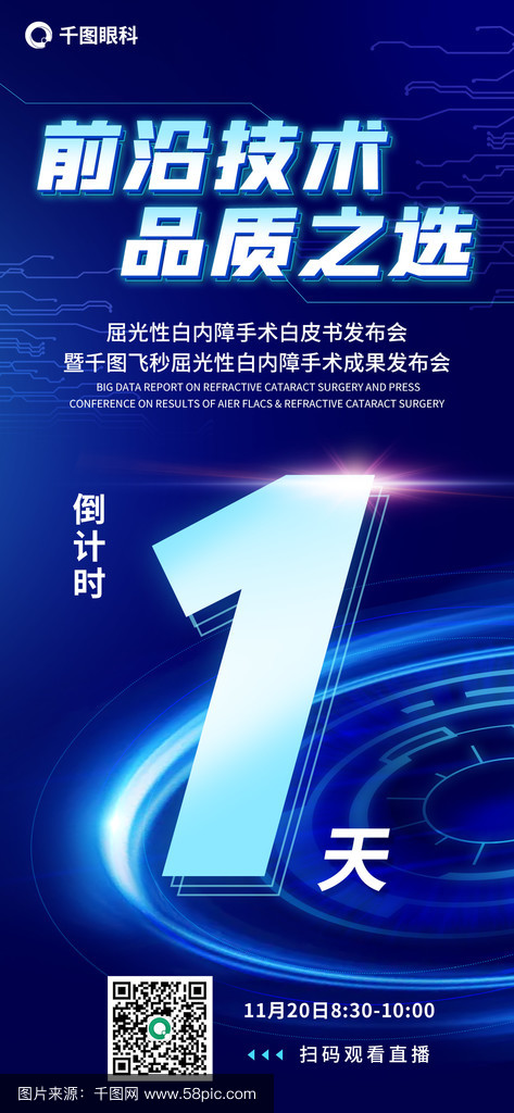 屈光性白内障手术白皮书发布会倒计时海报宣传